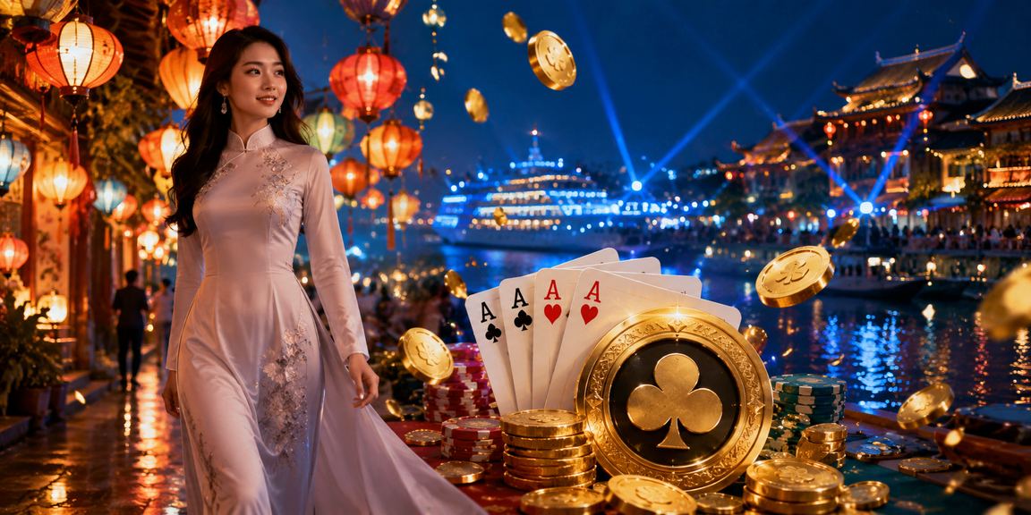 Không gian chợ đêm Huế với trải nghiệm game bài trên thiết bị di động